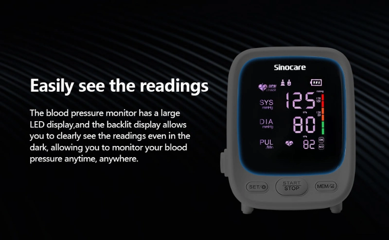 Sinocare Top Quality Hospital Blood Pressure Monitor Arm Type Heart Rate Digital Blood Pressure Monitor Apparatus