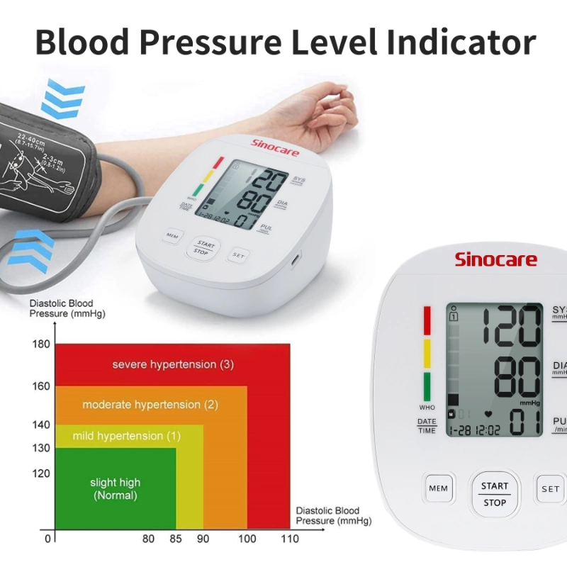 Sinocare Wholesale Best Price LCD Display Heart Rate Upper Arm Blood Pressure Monitor