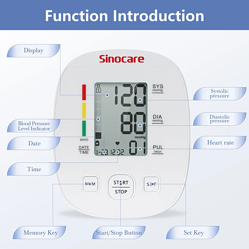 Sinocare Portable Automatic Hot Selling Heart Rate Berrcom Bp Scale Upper Arm Digital Blood Pressure Monitor